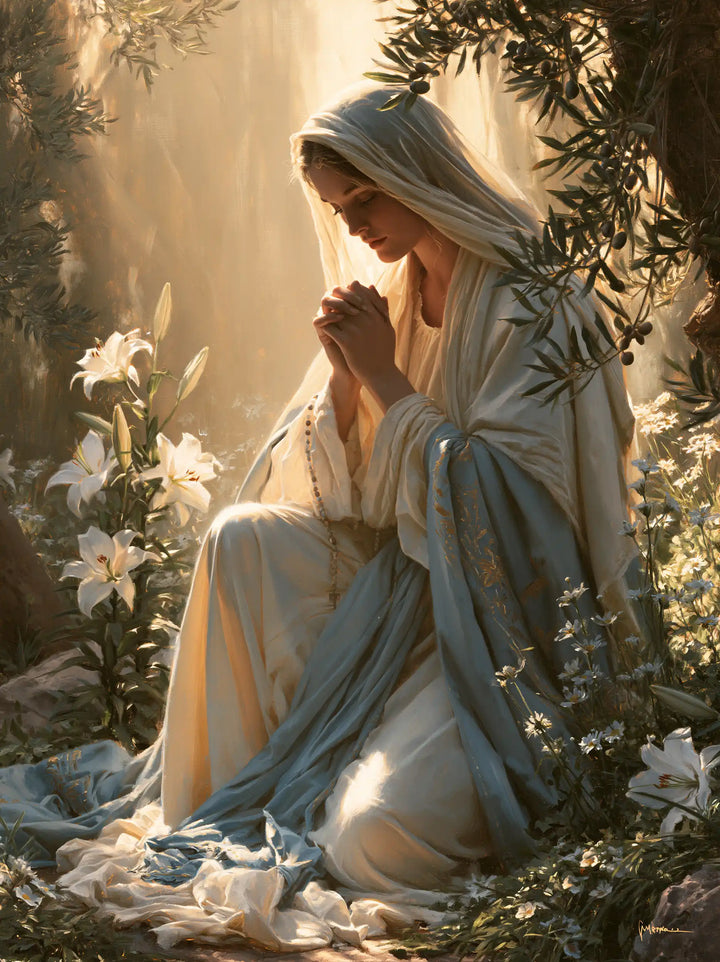 Virgin Mary in Prayer - Mary in a Sacred Garden · Portrait n° 11