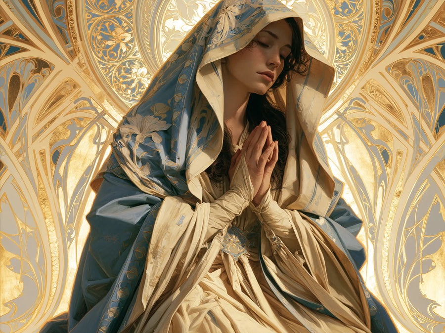 Virgin Mary in Prayer - Sacred Art Nouveau · Landscape n° 8