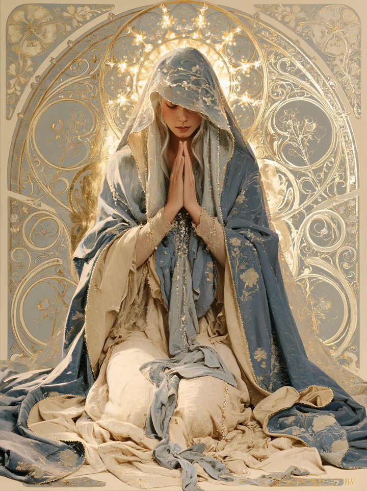Virgin Mary in Prayer - Sacred Art Nouveau · Portrait n° 28