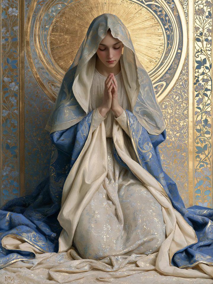 Virgin Mary in Prayer - Sacred Art Nouveau · Portrait n° 32