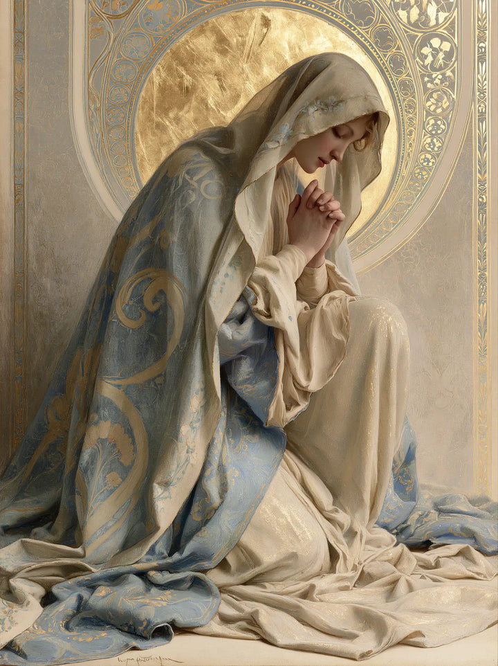 Virgin Mary in Prayer - Sacred Art Nouveau · Portrait n° 37