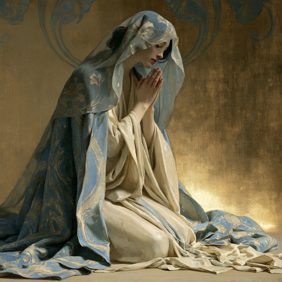 Virgin Mary in Prayer - Sacred Art Nouveau · Square n° 2