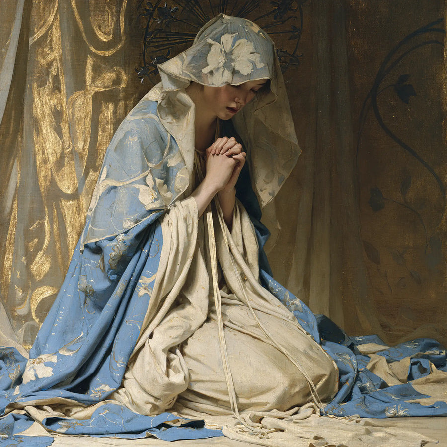 Virgin Mary in Prayer - Sacred Art Nouveau · Square n° 3