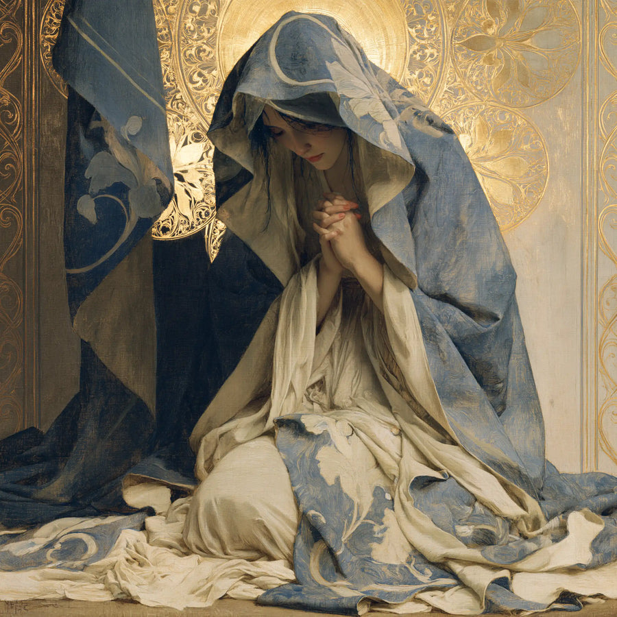 Virgin Mary in Prayer - Sacred Art Nouveau · Square n° 5