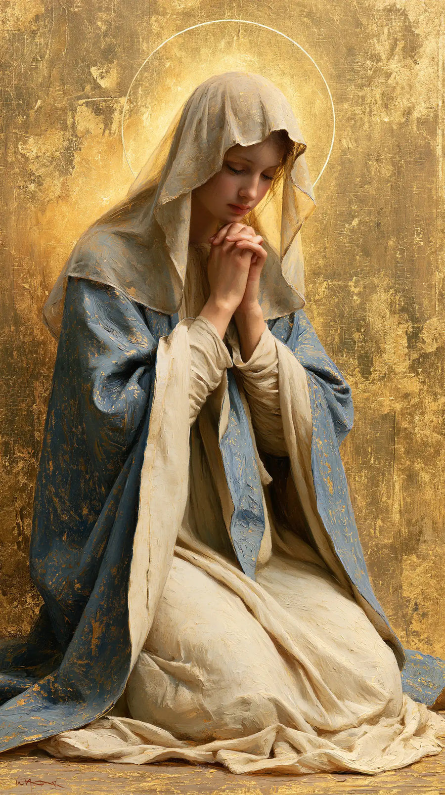 Virgin Mary in Prayer - Sacred Gold · Portrait n° 4