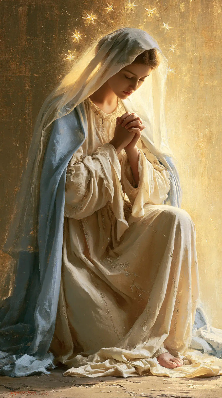 Virgin Mary in Prayer - Sacred Gold · Portrait n° 10