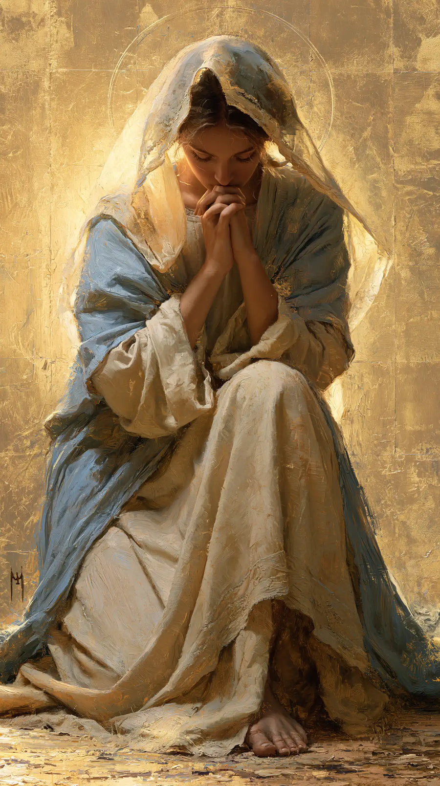Virgin Mary in Prayer - Sacred Gold · Portrait n° 17