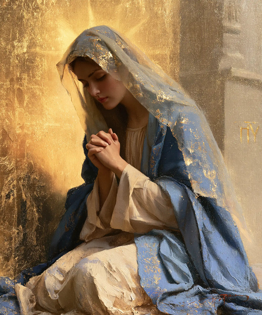 Virgin Mary in Prayer - Sacred Gold · Portrait n° 41
