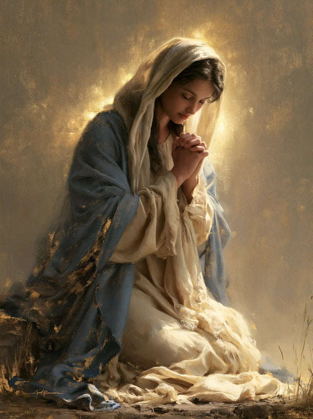 Virgin Mary in Prayer — Prayer in the Grasses of Light