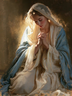 Virgin Mary in Prayer — The Face Bowed into Linen’s Softness