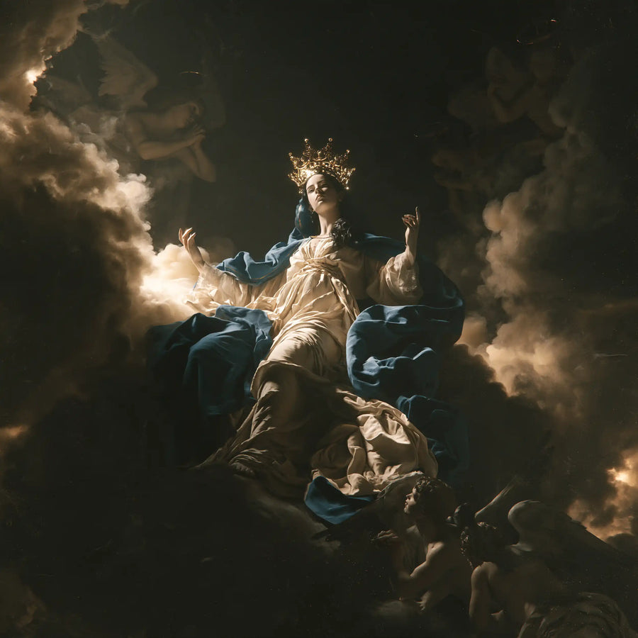 Mary Queen of Heaven - Caravaggio Tenebrism · Square n° 2
