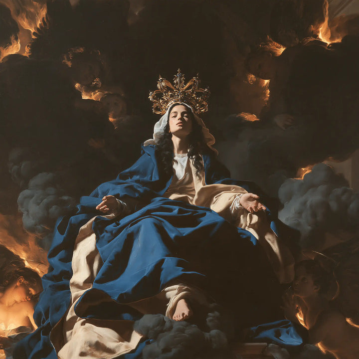 Mary Queen of Heaven - Caravaggio Tenebrism · Square n° 6