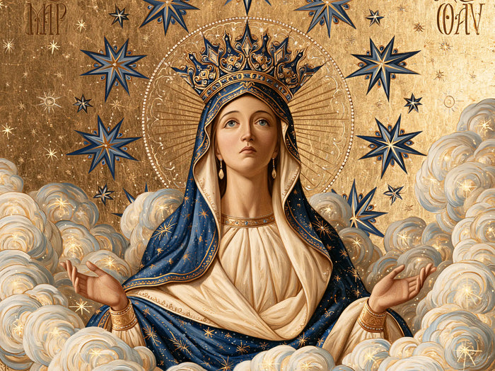 Mary, Queen of Heaven — Near Palms in the Sea of Swirls