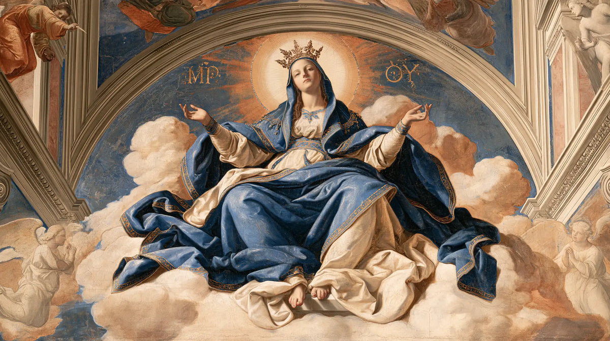 Mary, Queen of Heaven — The Resting Queen Beneath the Arch of Light