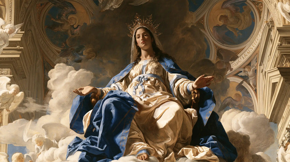 Mary crowned as Queen of Heaven in Florentine Renaissance style in Florentine Renaissance style, landscape Christian artwork no. 7
