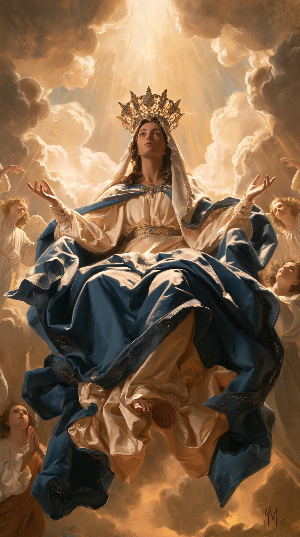 Mary glorified as Queen of Heaven in Heavenly Glory style, portrait Christian artwork no. 16