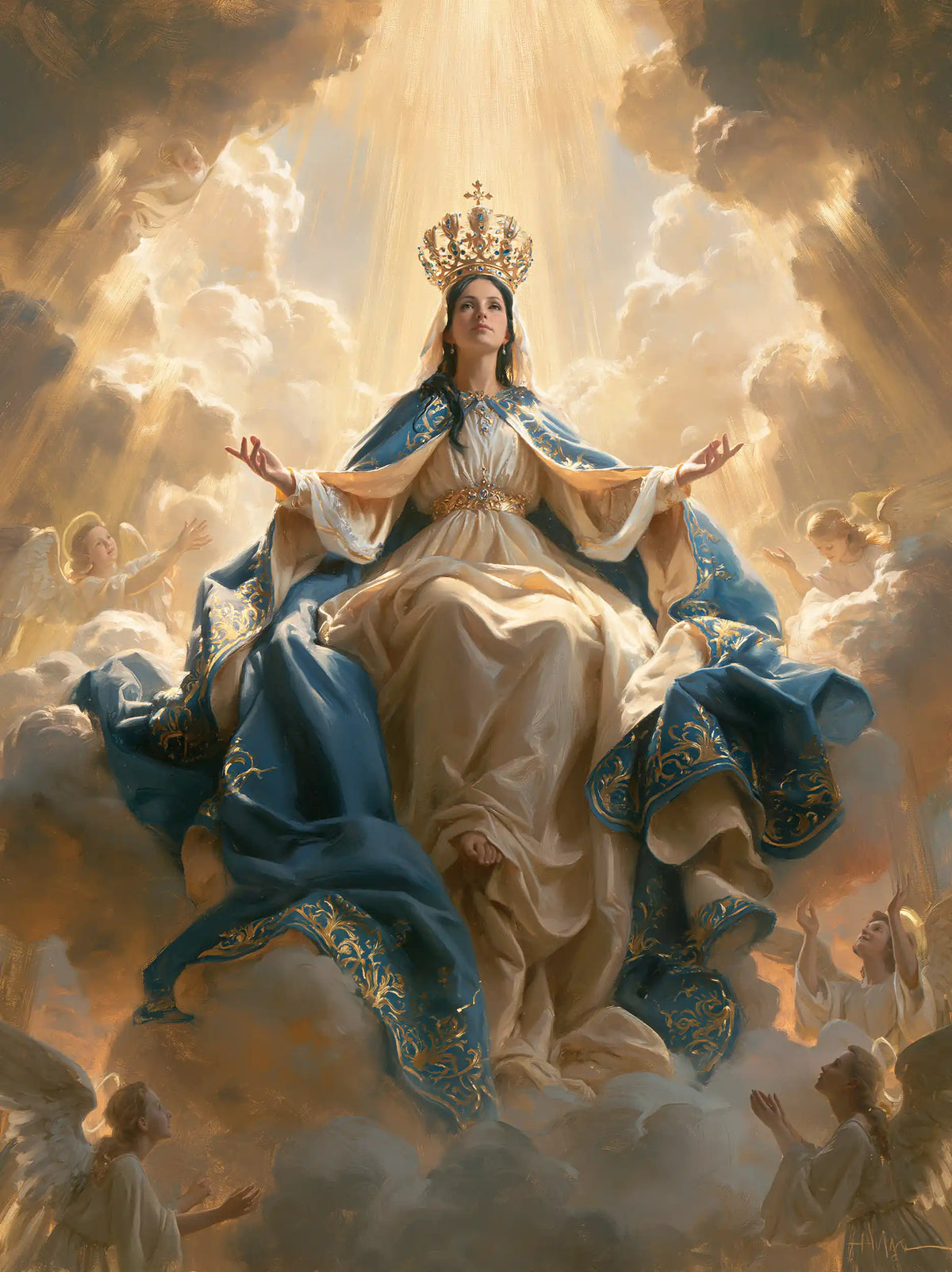 Mary glorified as Queen of Heaven in Heavenly Glory style, portrait Christian artwork no. 31