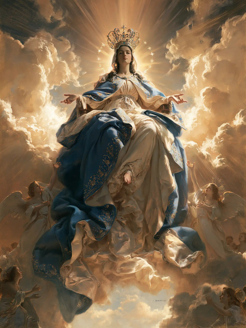 Mary glorified as Queen of Heaven in Heavenly Glory style, portrait Christian artwork no. 35