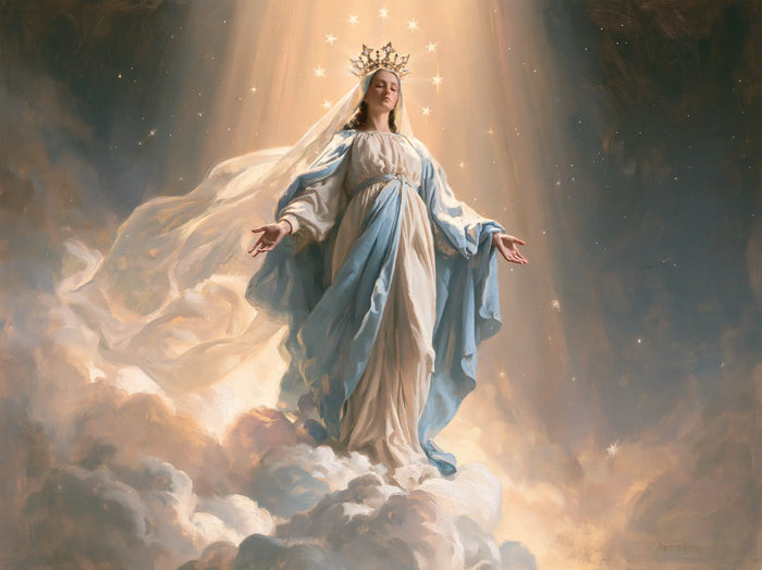 Mary, Queen of Heaven — The Unfurled Veil on Daylight’s Shore