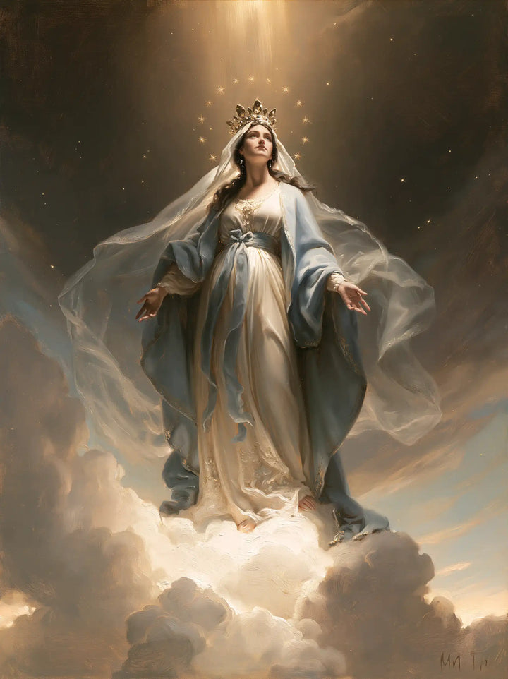 Mary, Queen of Heaven — The Grey Veil in the Suspended Halo