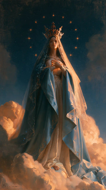 Mary Queen of Heaven - Midnight Blue Chiaroscuro · Portrait n° 1