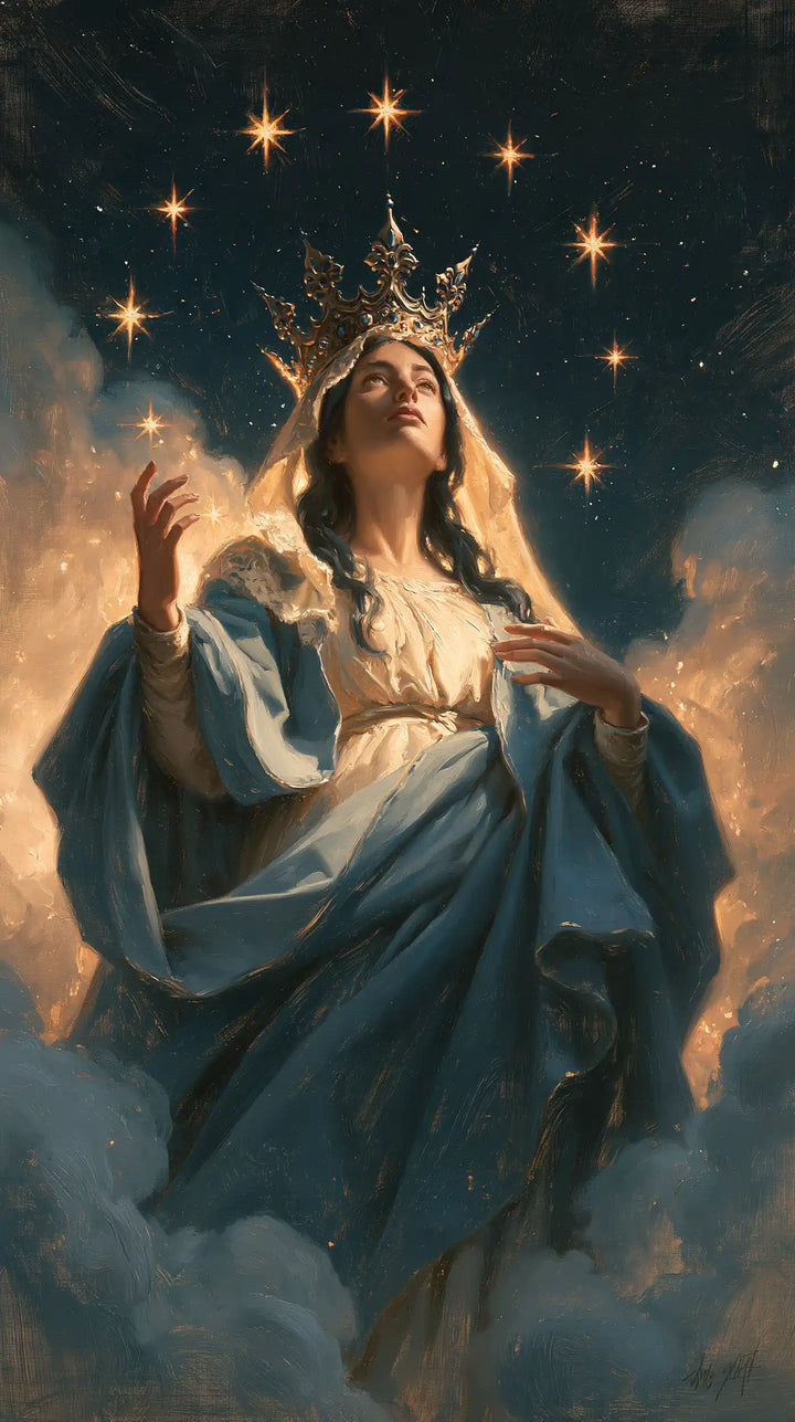 Mary Queen of Heaven - Midnight Blue Chiaroscuro · Portrait n° 2