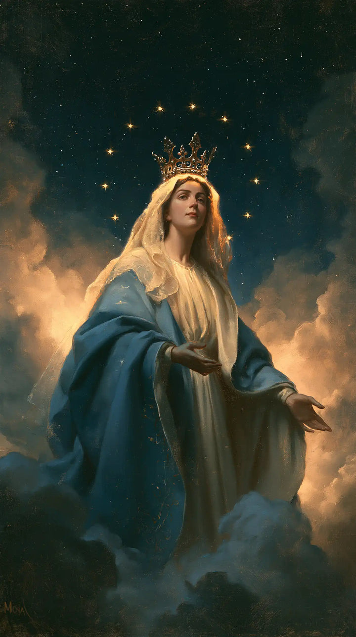 Mary Queen of Heaven - Midnight Blue Chiaroscuro · Portrait n° 14