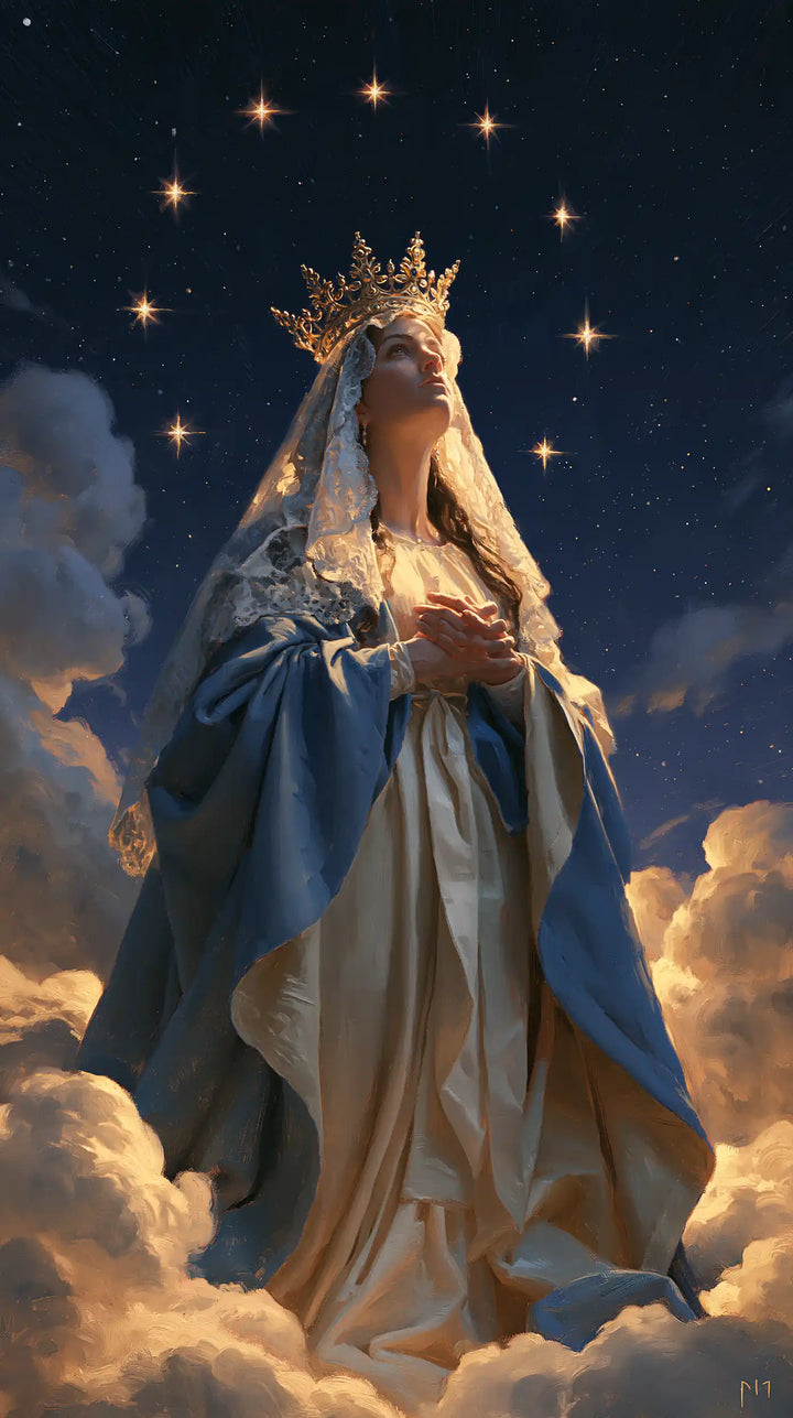 Mary Queen of Heaven - Midnight Blue Chiaroscuro · Portrait n° 18