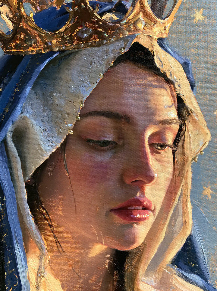 Mary, Queen of Heaven — Parted Lips Beneath the Blue Diadem