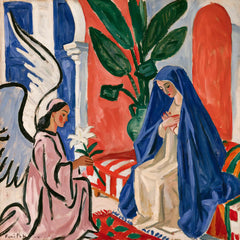 Mary Receiving the Lily by the Coral Arch – Fauvist Art · Square