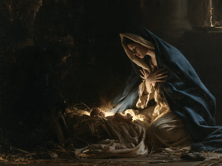 The Nativity — Blue Bowed Over the Light