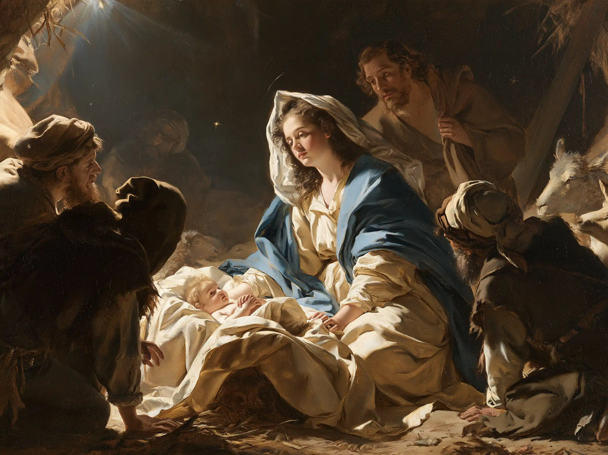 The Nativity — Faces Around the Pale Swaddling