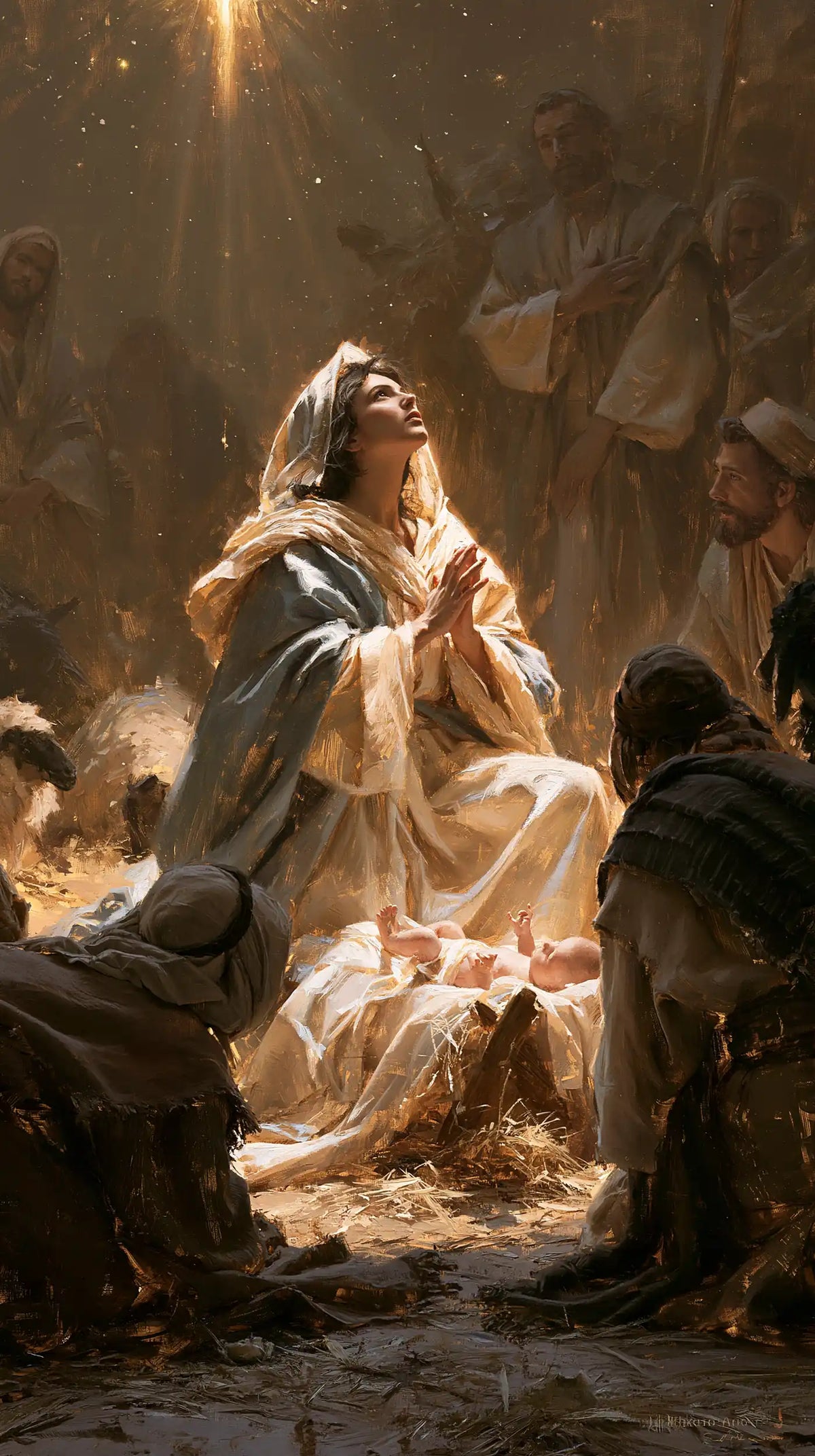The Nativity — Prayer Rising Through Luminous Dust