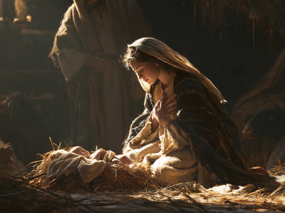 The Nativity — Hands Upon the Heart in the Straw Shelter