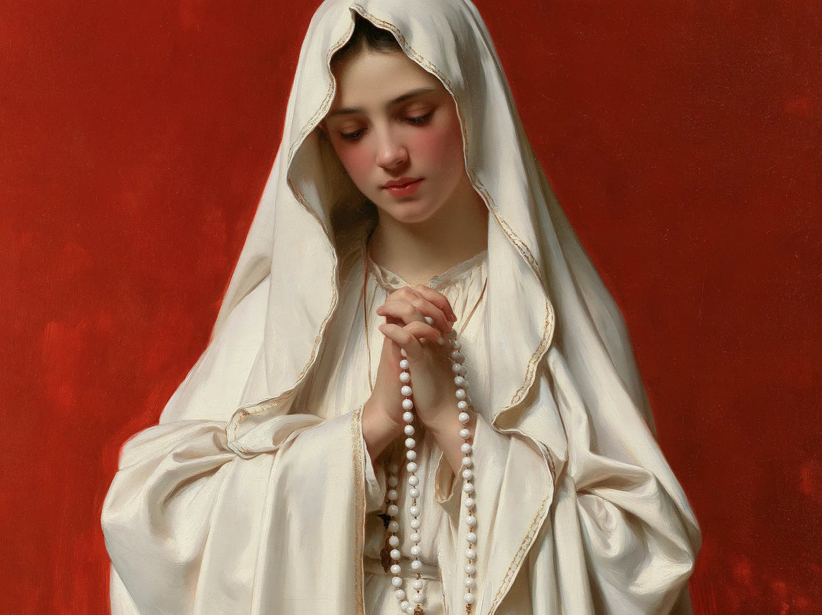 Our Lady of Fatima – Quiet Prayer in Vermilion Light