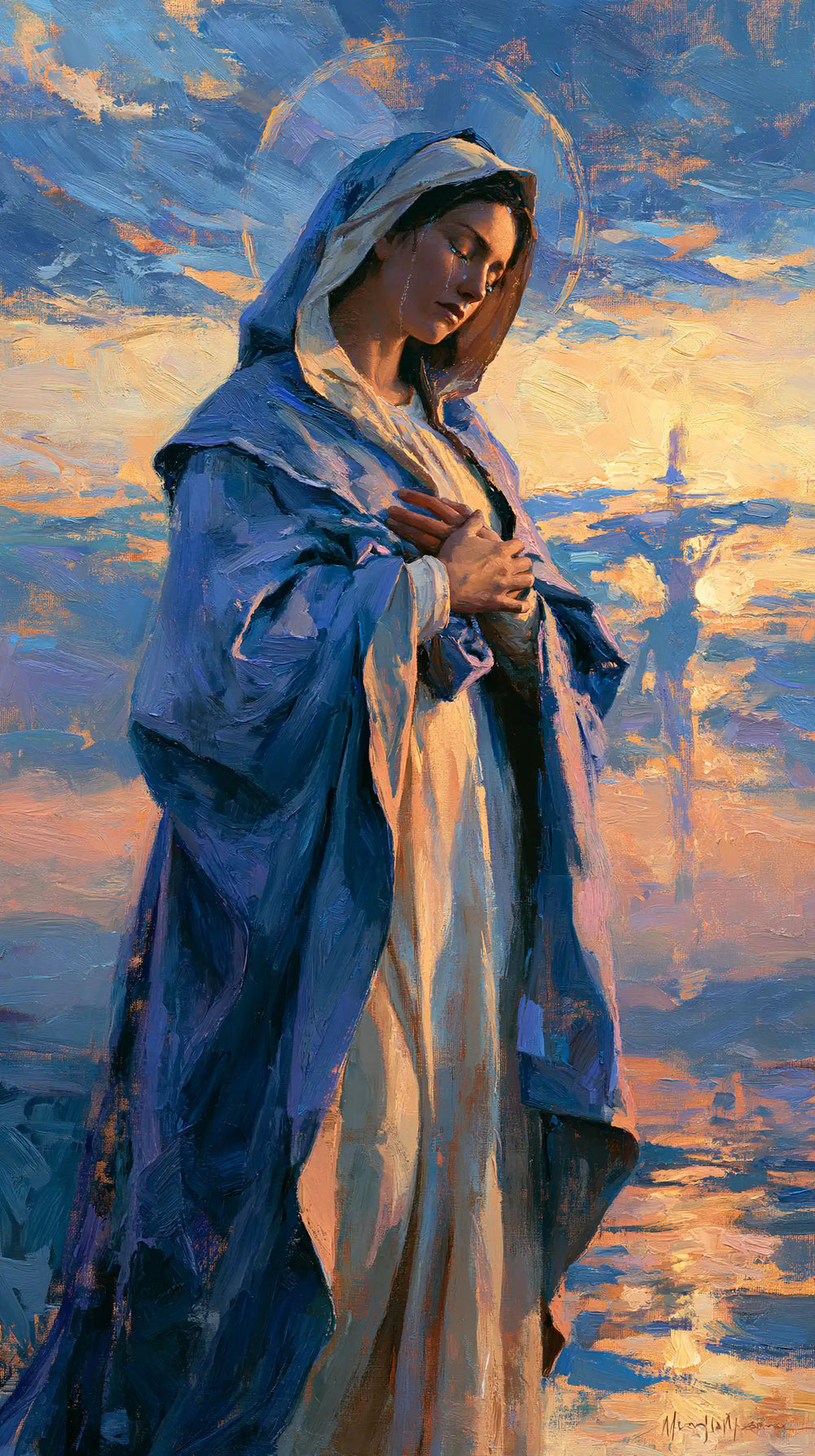 Our Lady of Sorrows in an impressionist atmosphere in Impressionist style, portrait Christian artwork no. 5