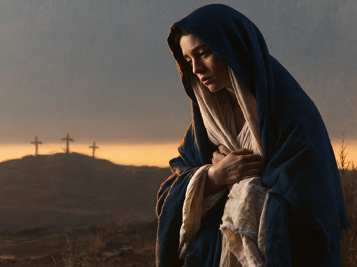Mary before the deserted Golgotha in Mary before the Deserted Golgotha style, landscape Christian artwork no. 4