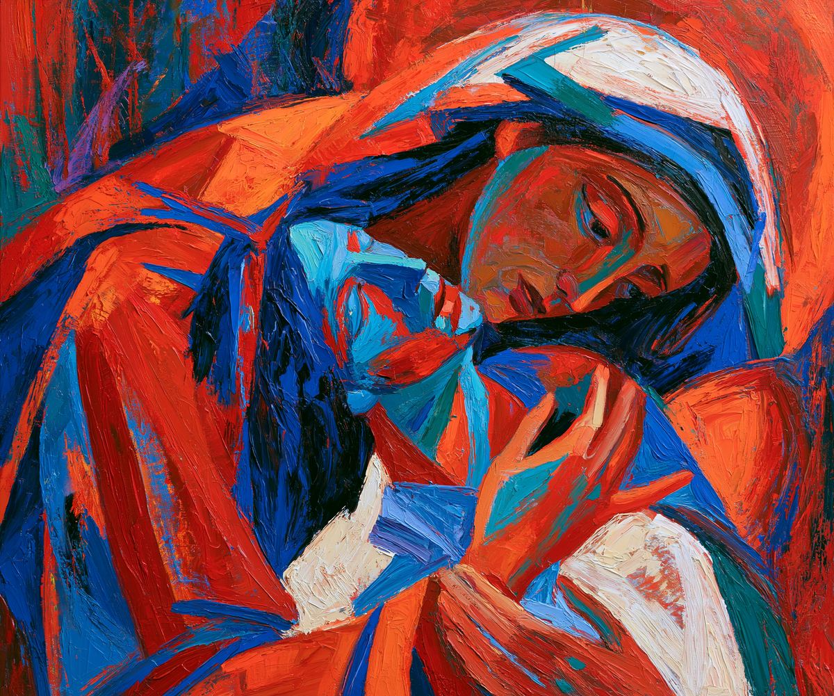 The Pietà — The Embrace of Cobalt and Fire