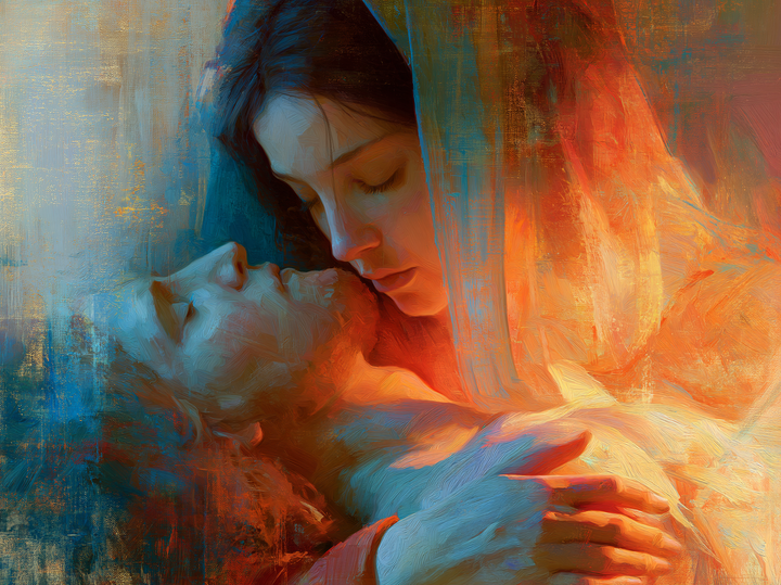 The Pietà — The Kiss of Amber and Blue