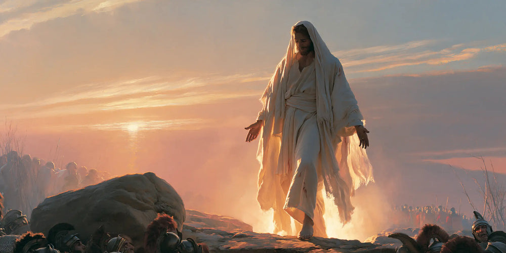 Resurrection of Jesus Christ in Divine Light style, landscape Christian artwork no. 24