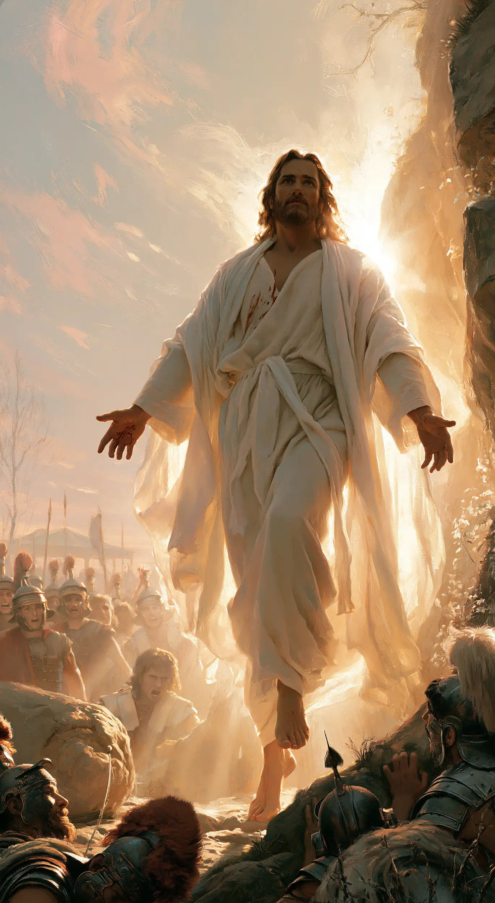 Resurrection of Jesus Christ in Divine Light style, portrait Christian artwork no. 7