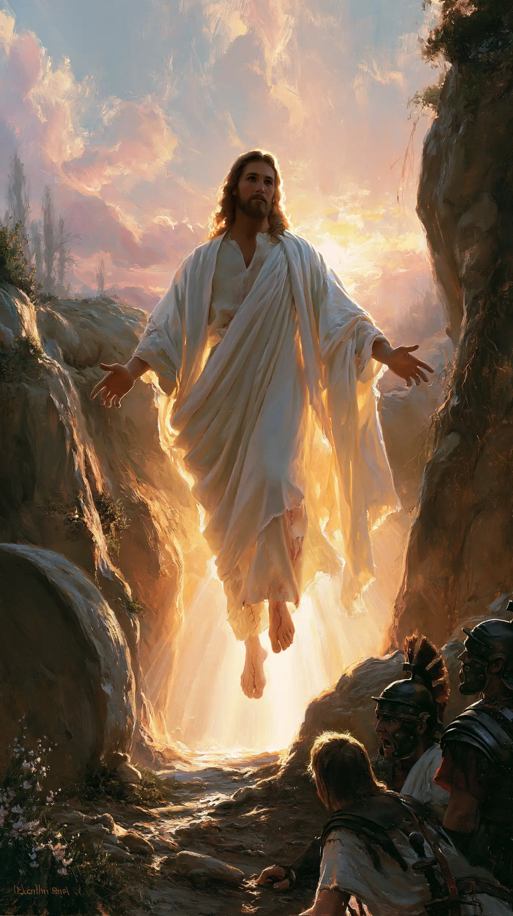 Resurrection of Jesus Christ in Divine Light style, portrait Christian artwork no. 12