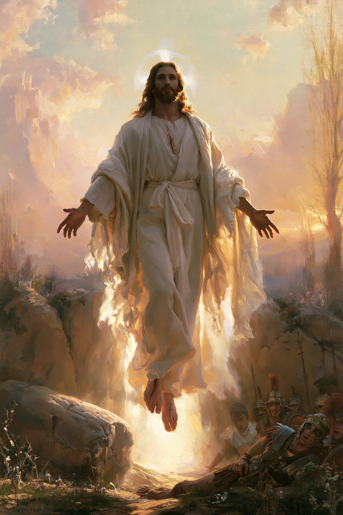 Resurrection of Jesus Christ in Divine Light style, portrait Christian artwork no. 15