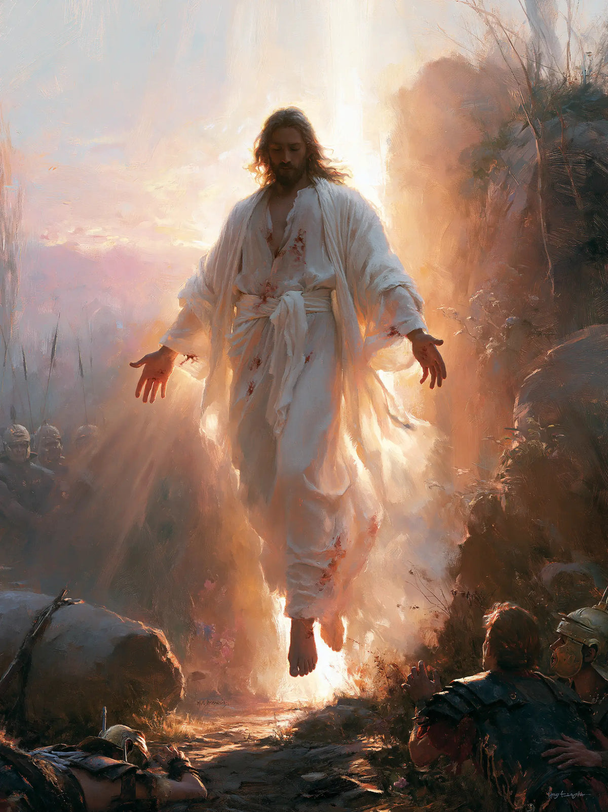 Resurrection of Jesus Christ in Divine Light style, portrait Christian artwork no. 17