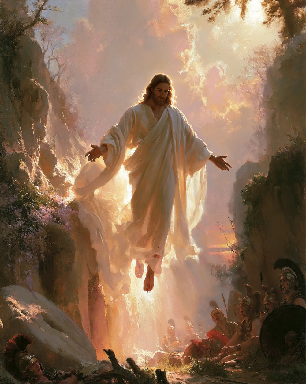Resurrection of Jesus Christ in Divine Light style, portrait Christian artwork no. 22