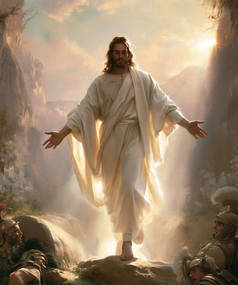 Resurrection of Jesus Christ in Divine Light style, portrait Christian artwork no. 26