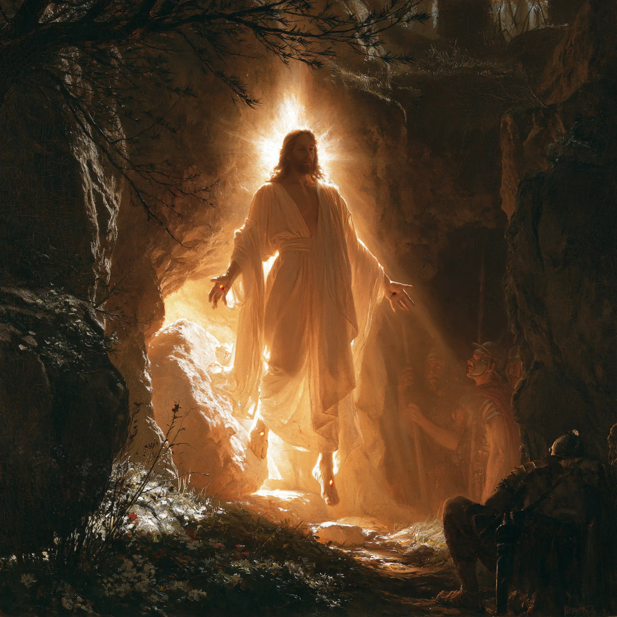 Resurrection of Jesus Christ in Explosion of Movement style, square Christian artwork no. 4