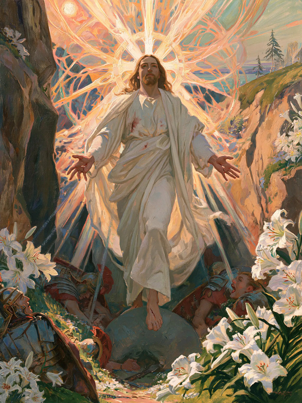Resurrection of Jesus Christ in Expressionist style, portrait Christian artwork no. 18