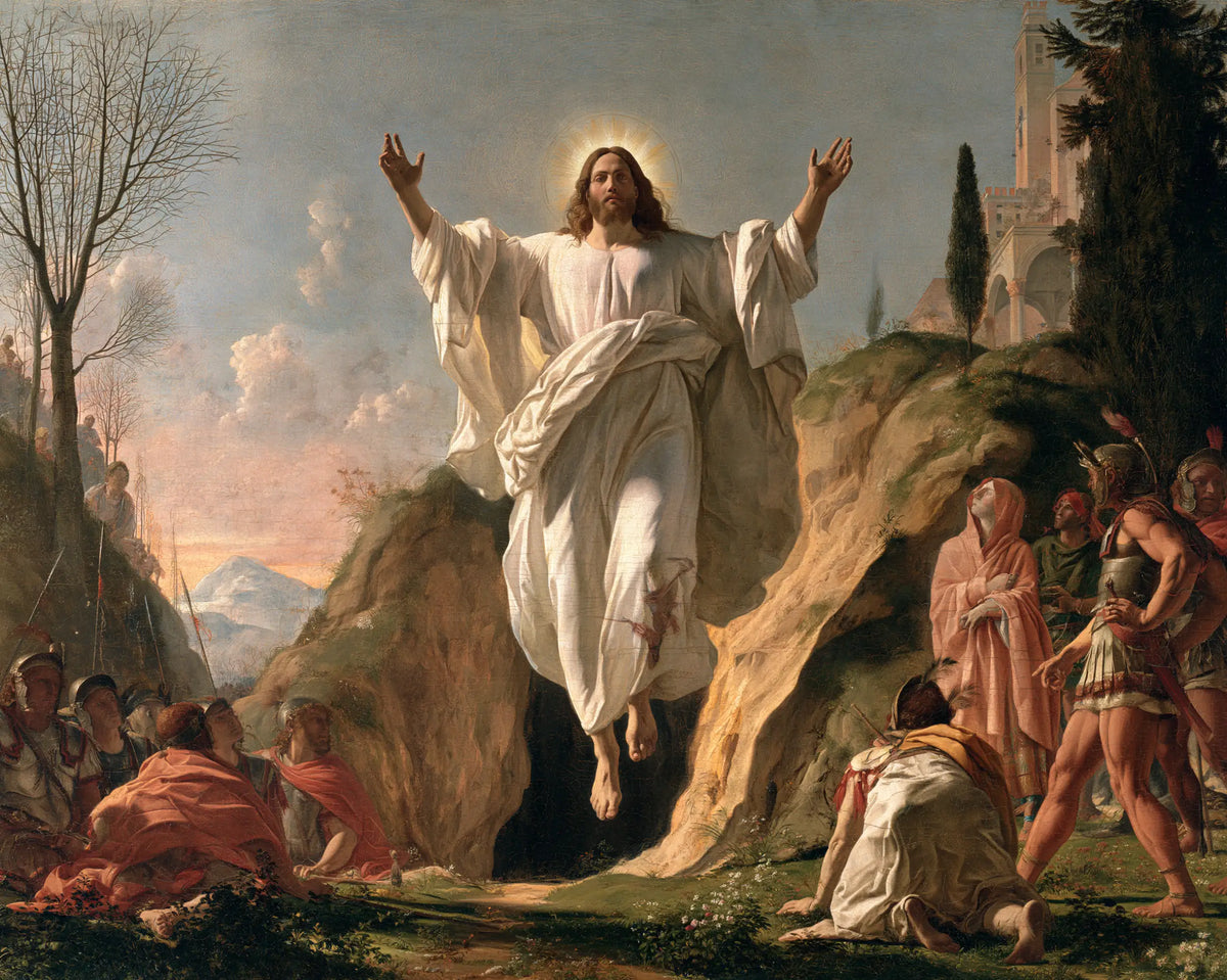 Resurrection of Jesus Christ in Florentine Renaissance style, landscape Christian artwork no. 2