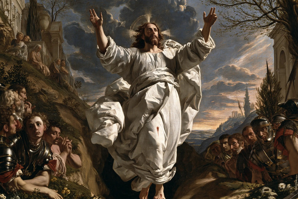 Resurrection of Jesus Christ in Florentine Renaissance style, landscape Christian artwork no. 7